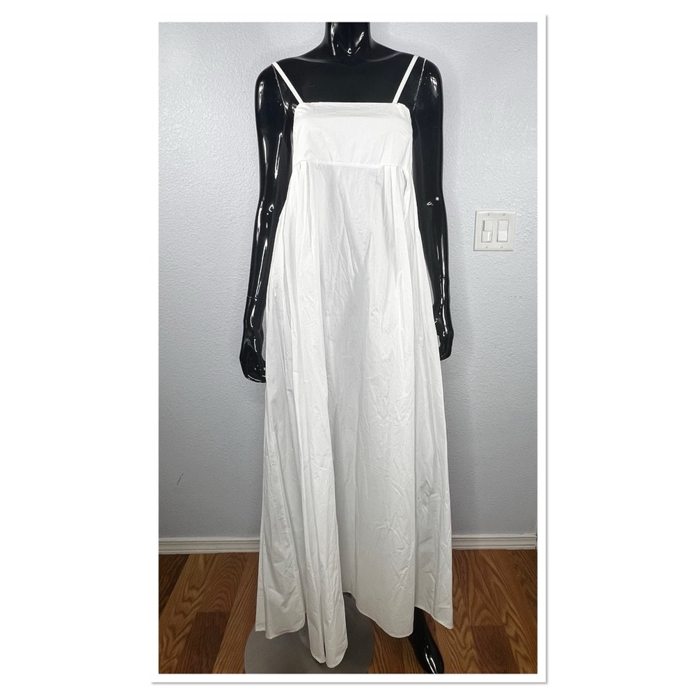 Belair Empire Spaghetti Strap White Maxi Sundress In Italian 100% Cotton NWT